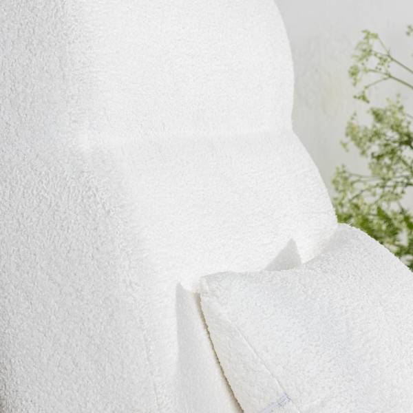 Loungesessel Bloom Weiß - Teddystoff - Stahl - 70 x 95 x 89 cm