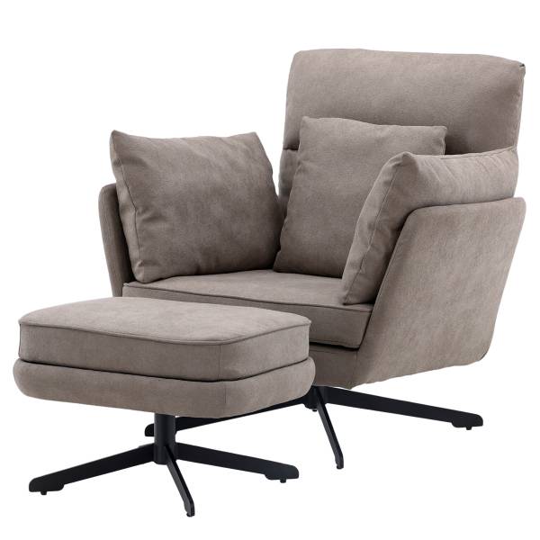 Loungefauteuil Madrid grijs - bouclé - staal - 96 x 93 x 85 cm