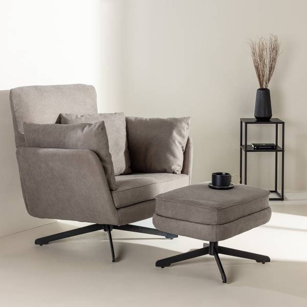 Loungefauteuil Madrid grijs - bouclé - staal - 96 x 93 x 85 cm