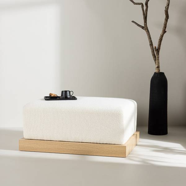 Poggiapiedi Ivy Bianco - Bouclé - 100 x 45 x 70 cm