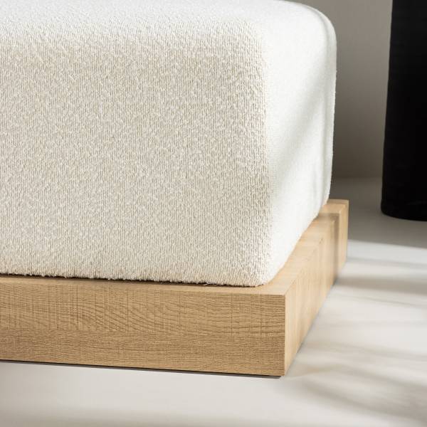 Poggiapiedi Ivy Bianco - Bouclé - 100 x 45 x 70 cm