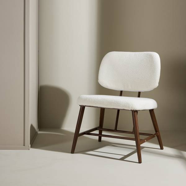 Fauteuil Midland Blanc - Bouclé - Acier - 58 x 84 x 62 cm