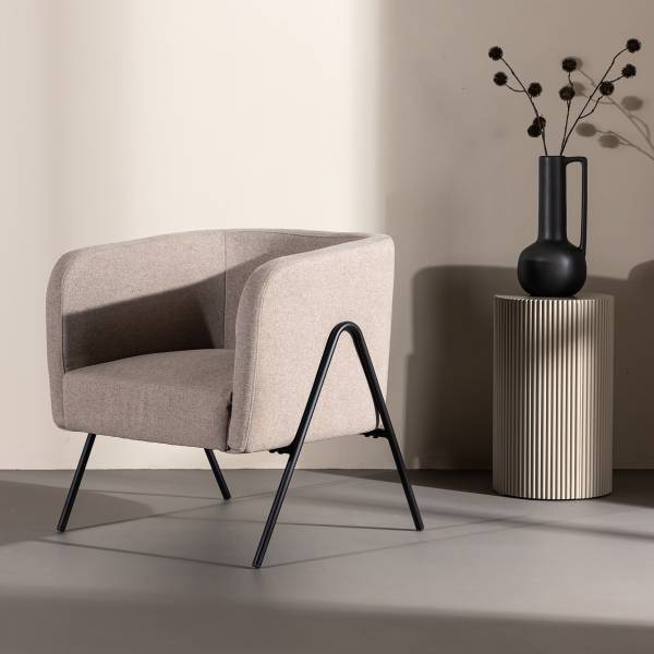 Poltrona Rika Beige - Tessuto - Acciaio - 65 x 70 x 66 cm
