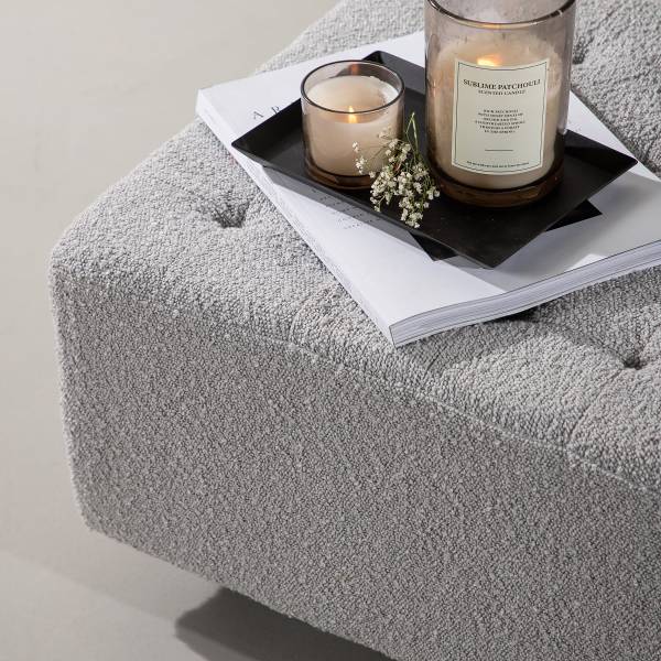 Pouf Bowie Grigio - Bouclé - Acciaio - 51 x 32 x 51 cm
