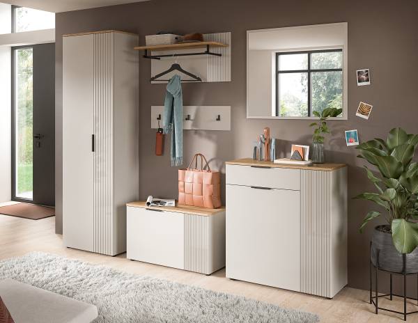 Garderobenschrank Slide Kaschmir / Eiche Evoke Dekor