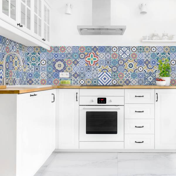 Keukenachterwand Tegels Portugal Premium polypropeen - blauw - 250 x 60 cm