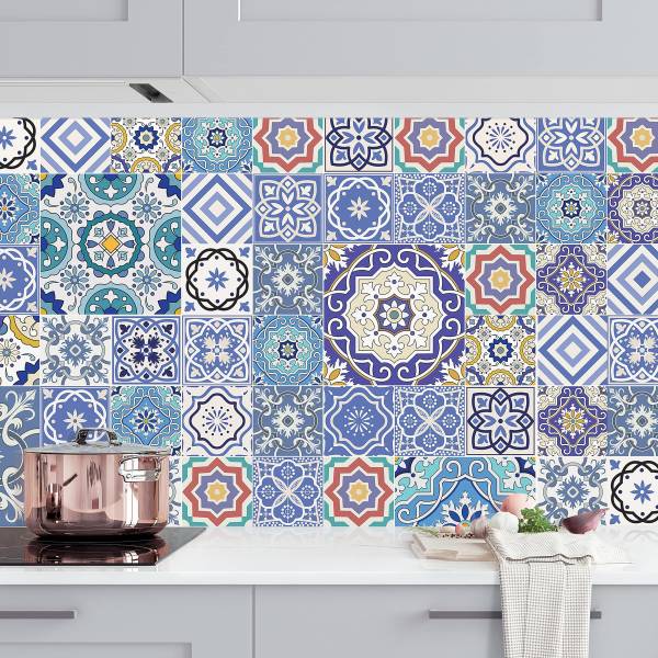 Keukenachterwand Tegels Portugal Premium polypropeen - blauw - 250 x 60 cm