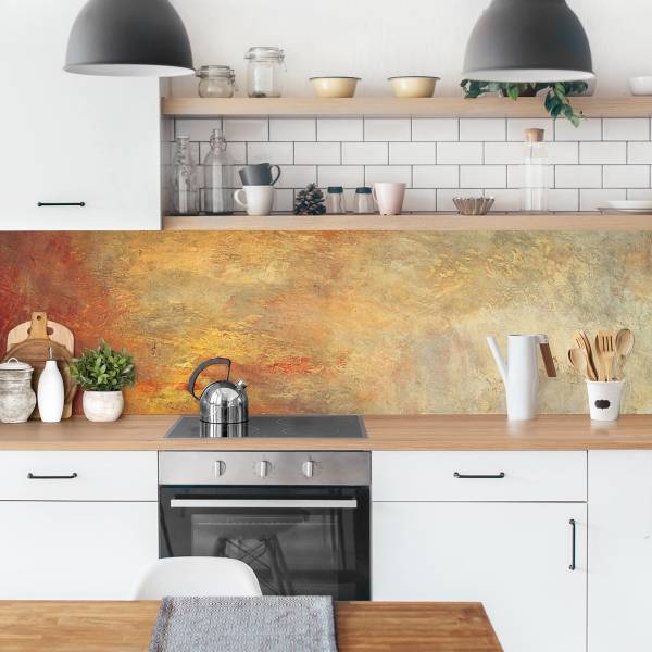 Pannello paraschizzi Tramonto Premium Polipropilene - Arancione - 315 x 90 cm