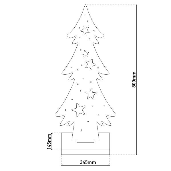 Albero di Natale di legno LED Lumo 35 x 80 cm