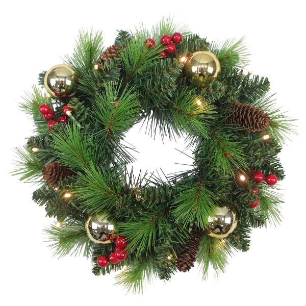 Couronne de l'Avent à LED Noël Vert - PVC - 35 x 8 x 35 cm
