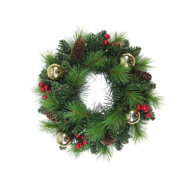 Couronne de l'Avent à LED Noël Vert - PVC - 35 x 8 x 35 cm