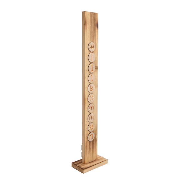 Oggetto decorativo LED Benvenuto Marrone - Legno parzialmente massello - 18 x 82 x 10 cm
