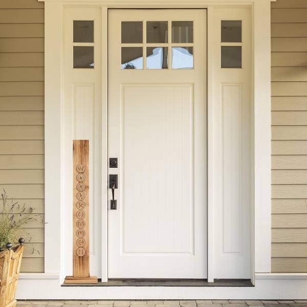 Oggetto decorativo LED Benvenuto Marrone - Legno parzialmente massello - 18 x 82 x 10 cm