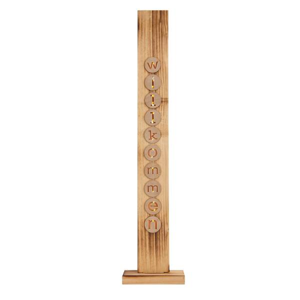 Oggetto decorativo LED Benvenuto Marrone - Legno parzialmente massello - 18 x 82 x 10 cm