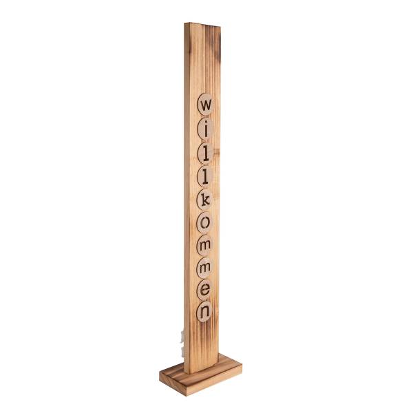 Oggetto decorativo LED Benvenuto Marrone - Legno parzialmente massello - 18 x 82 x 10 cm