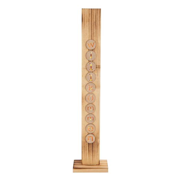 Oggetto decorativo LED Benvenuto Marrone - Legno parzialmente massello - 18 x 82 x 10 cm