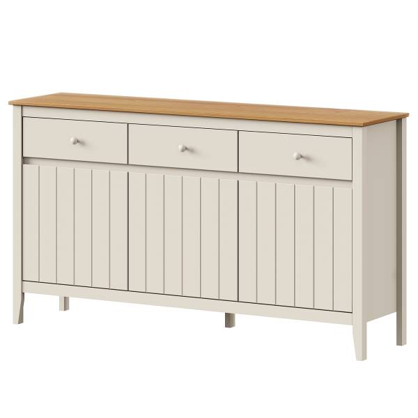 Buffet en bois massif ANDRAY Beige - Largeur : 160 cm