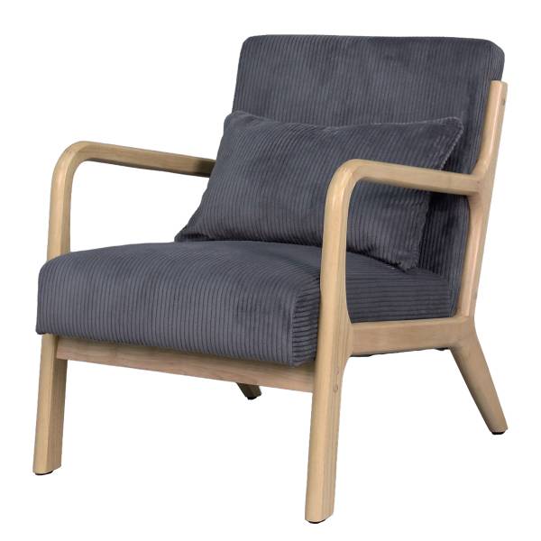 Loungesessel Caraa Cord / Gummibaum massiv - Grau