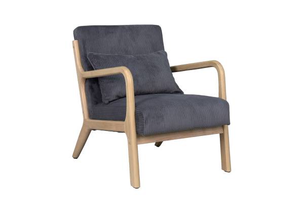 Loungesessel Caraa Cord / Gummibaum massiv - Grau