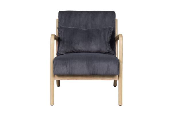 Loungesessel Caraa Cord / Gummibaum massiv - Grau