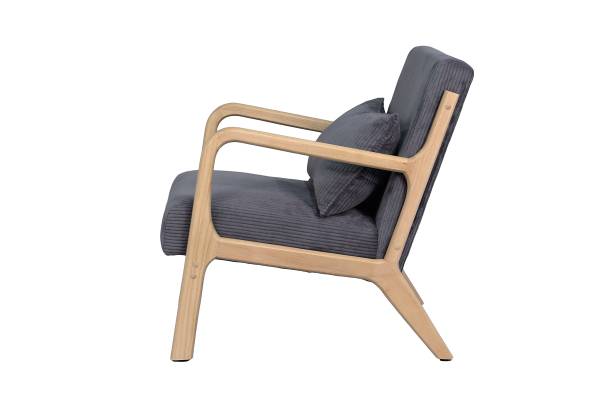 Loungesessel Caraa Cord / Gummibaum massiv - Grau