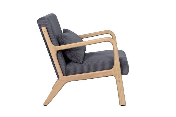 Loungesessel Caraa Cord / Gummibaum massiv - Grau
