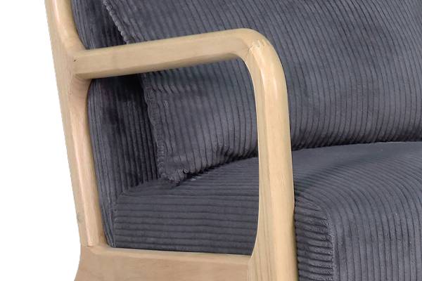 Loungesessel Caraa Cord / Gummibaum massiv - Grau