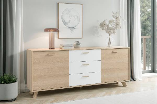 Dressoir Baluja lichte eikenlook/wit