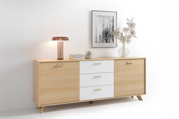Dressoir Baluja lichte eikenlook/wit