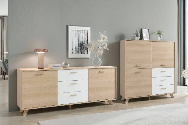Dressoir Baluja lichte eikenlook/wit