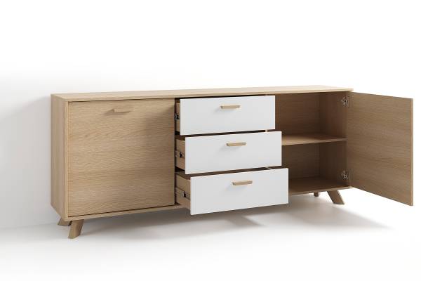 Dressoir Baluja lichte eikenlook/wit