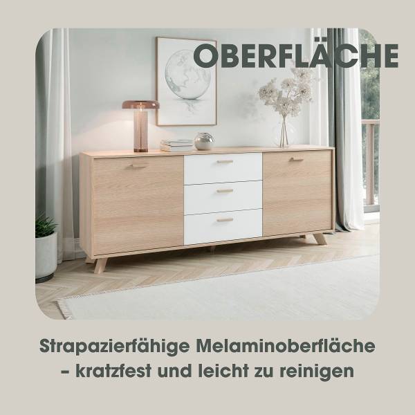 Dressoir Baluja lichte eikenlook/wit