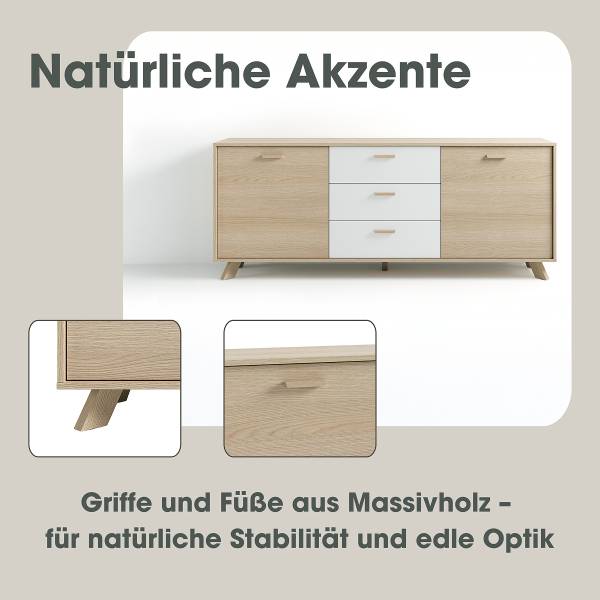Dressoir Baluja lichte eikenlook/wit
