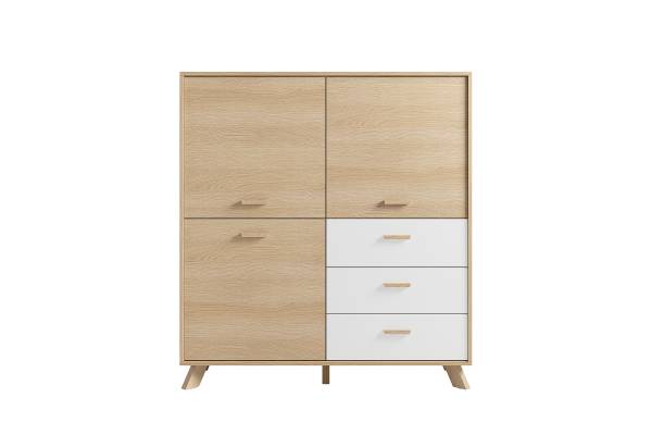 Highboard Baluja Eiche Hell Dekor / Weiß