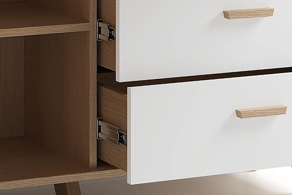 Highboard Baluja Eiche Hell Dekor / Weiß
