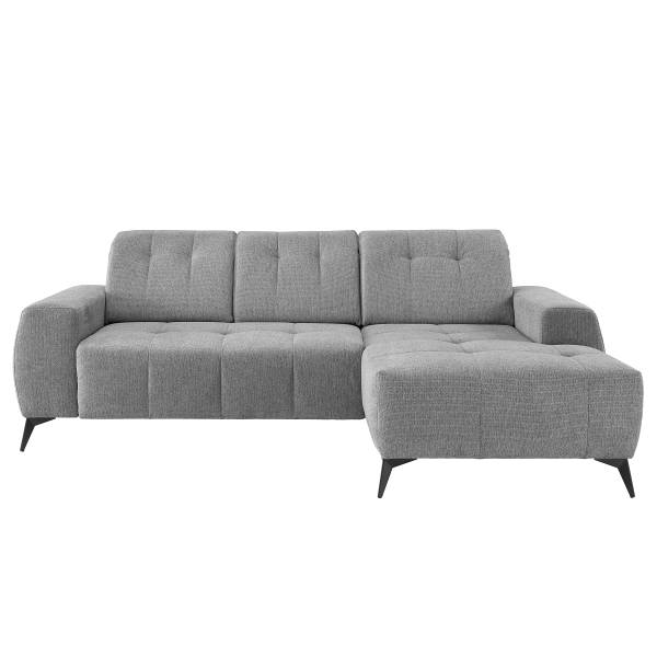 Hoekbank Dunba met zitdiepteverstelling Geweven stof Venka: zilverkleurig - chaise longue vooraanzicht rechts