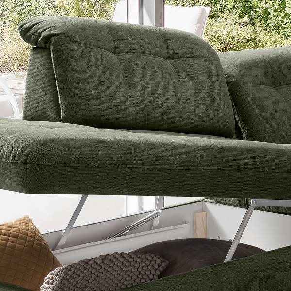 Divano letto panoramico Daren Tessuto Venka: verde - Longchair preimpostata a destra / penisola a sinistra