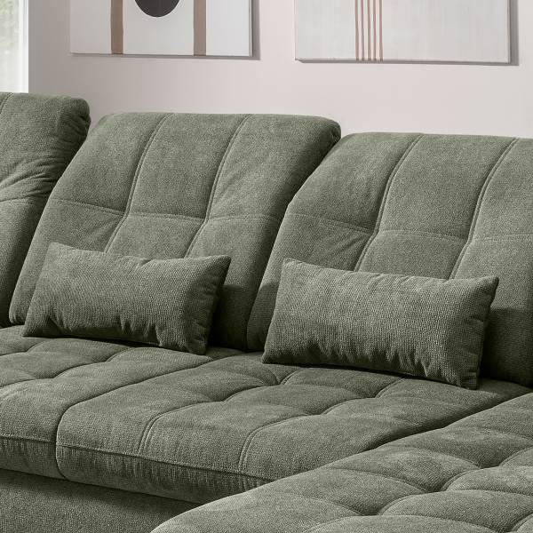Divano letto panoramico Daren Tessuto Venka: verde - Longchair preimpostata a destra / penisola a sinistra