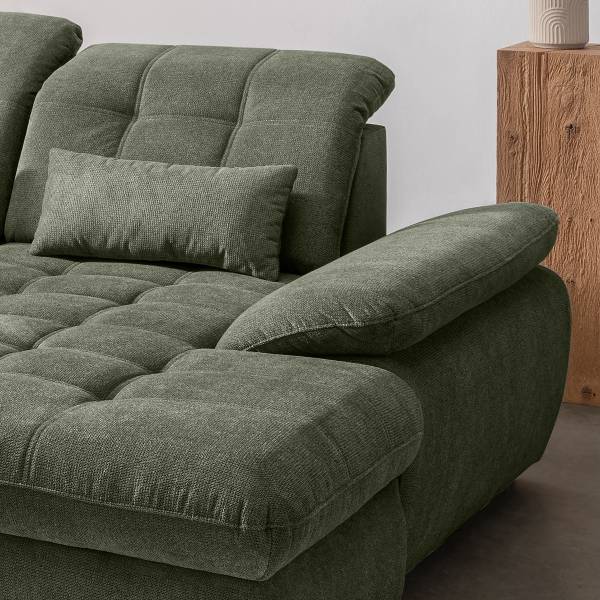 Divano letto panoramico Daren Tessuto Venka: verde - Longchair preimpostata a destra / penisola a sinistra