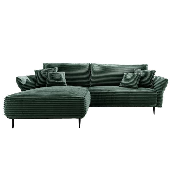 Canapé d’angle avec méridienne Ondoy Velours côtelé Begonia: Vert foncé