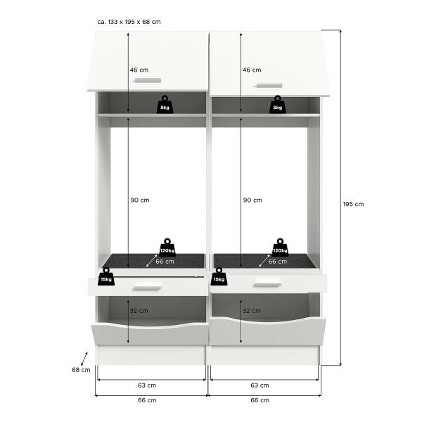 Waschmaschinenumbauset Free Kombi J Weiß