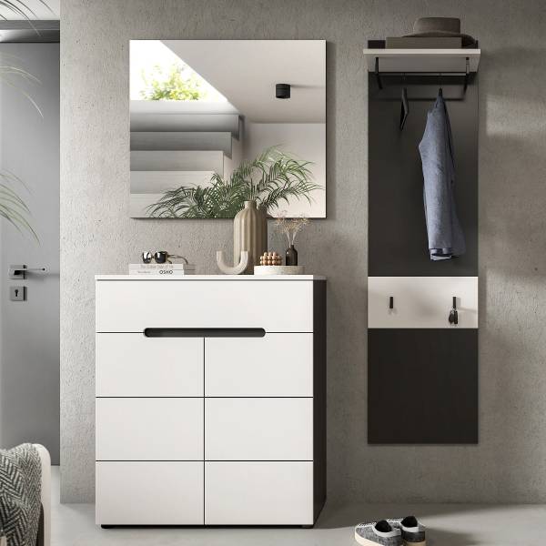 Garderobenset Canu 3-tlg Paneel schmal Weiß - Breite: 140 cm