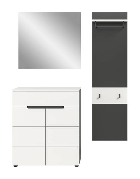 Garderobenset Canu 3-tlg Paneel schmal Weiß - Breite: 140 cm