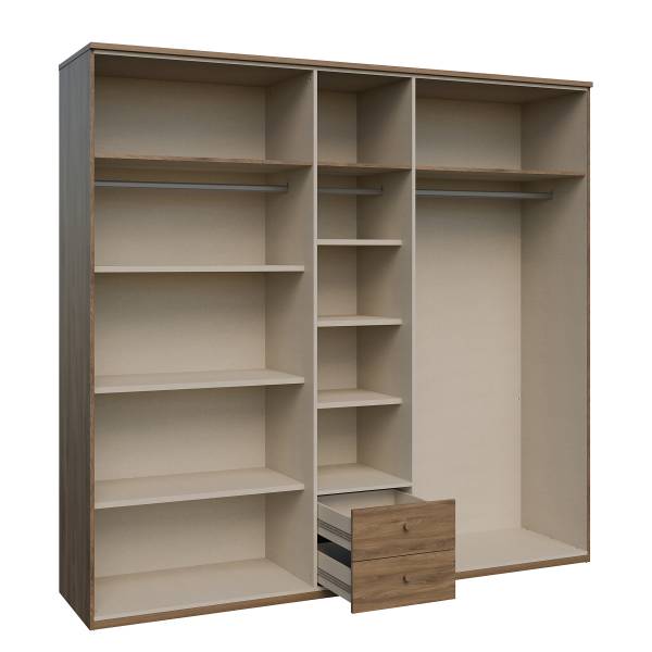 Armadio battente Budhua Effetto rovere scuro / beige