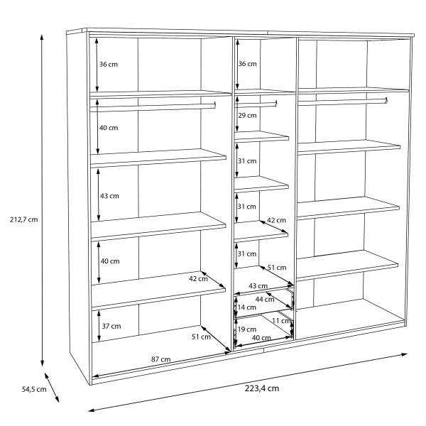 Armadio battente Budhua Effetto rovere scuro / beige