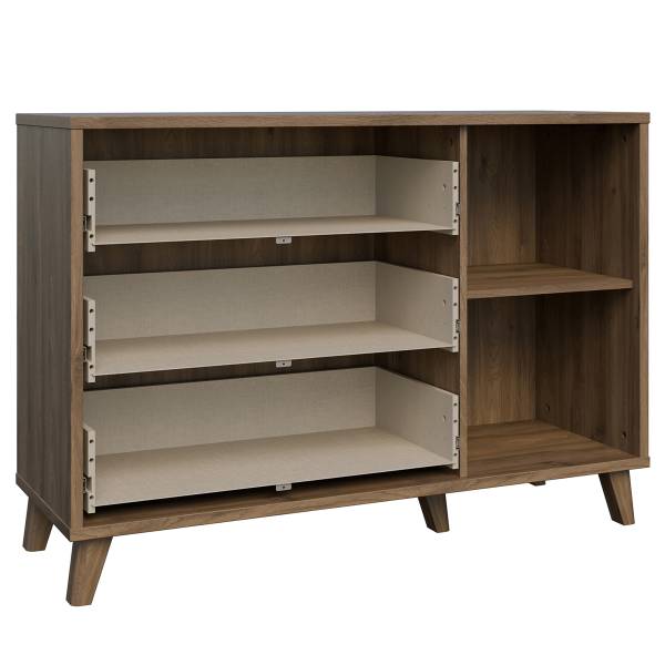 Commode Budhua avec 1 porte Imitation chêne foncé / Blanc