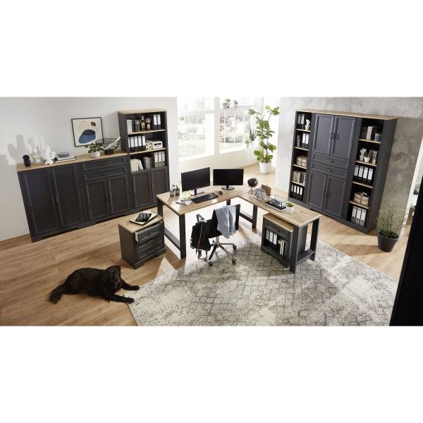 Armoire à dossiers Jasmund Gris - Chêne - 86 x 204 x 38 cm