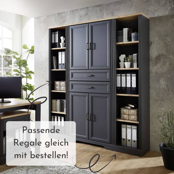 Armoire à dossiers Jasmund Gris - Chêne - 86 x 204 x 38 cm