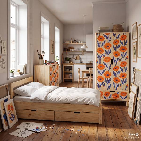 Massivholzbett HAIYO mit Stauraum Kiefer