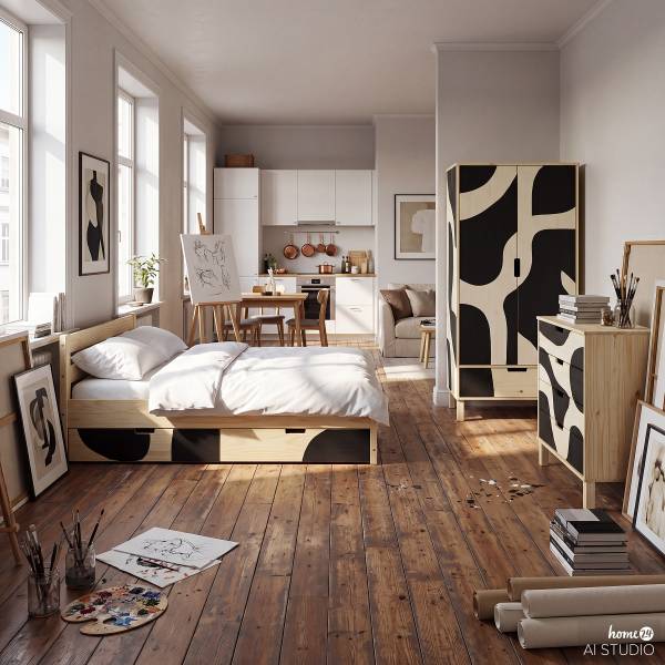 Massivholzbett HAIYO mit Stauraum Kiefer